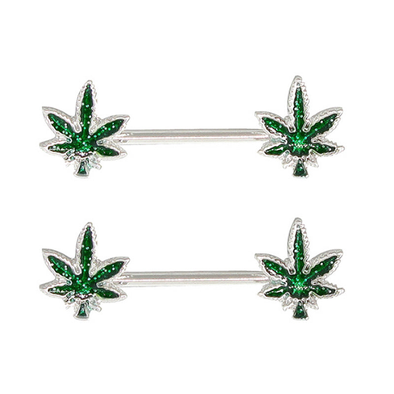 Leaf Milk Nails Leaf Drip Oil Ring Piercing Jewelry