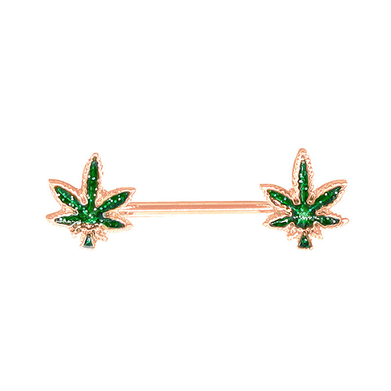 Leaf Milk Nails Leaf Drip Oil Ring Piercing Jewelry