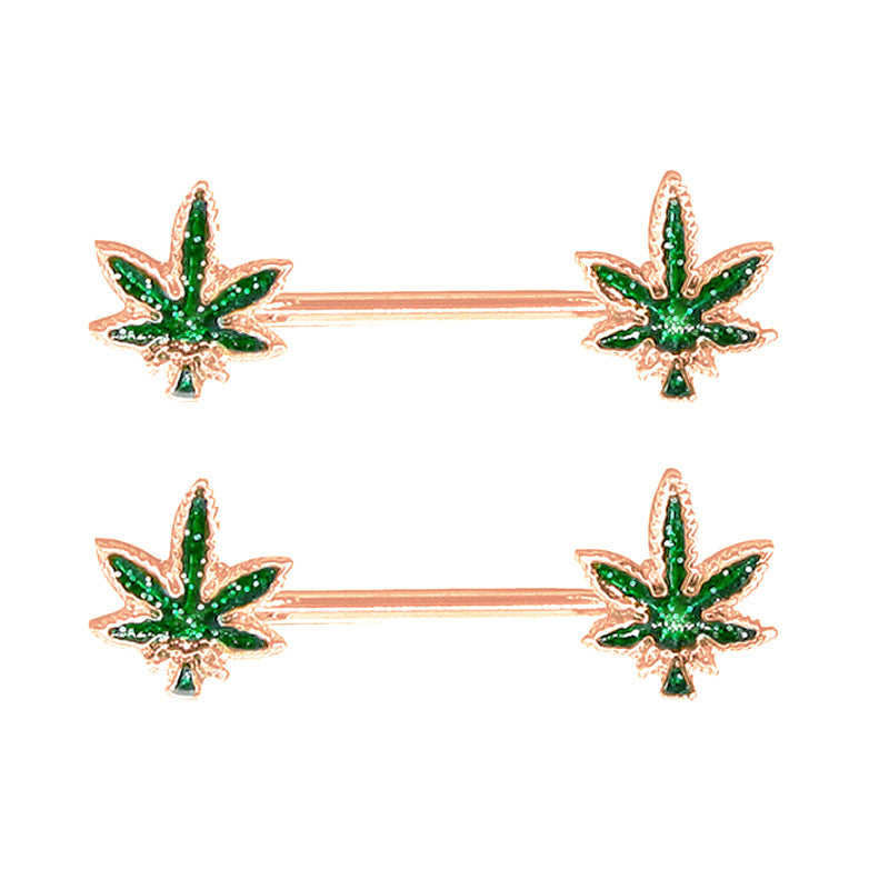 Leaf Milk Nails Leaf Drip Oil Ring Piercing Jewelry