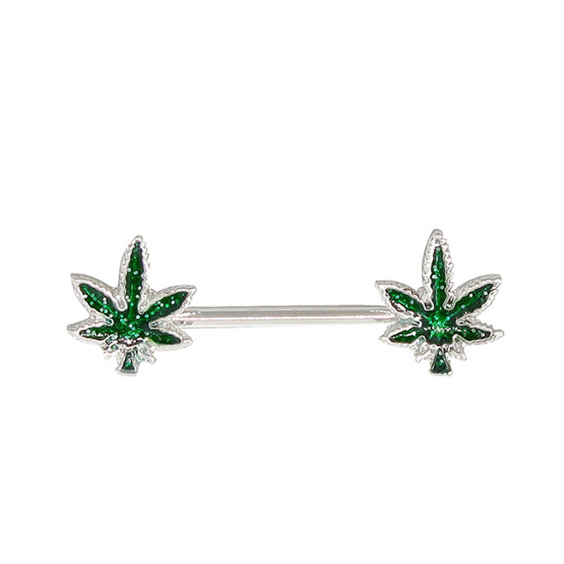 Leaf Milk Nails Leaf Drip Oil Ring Piercing Jewelry
