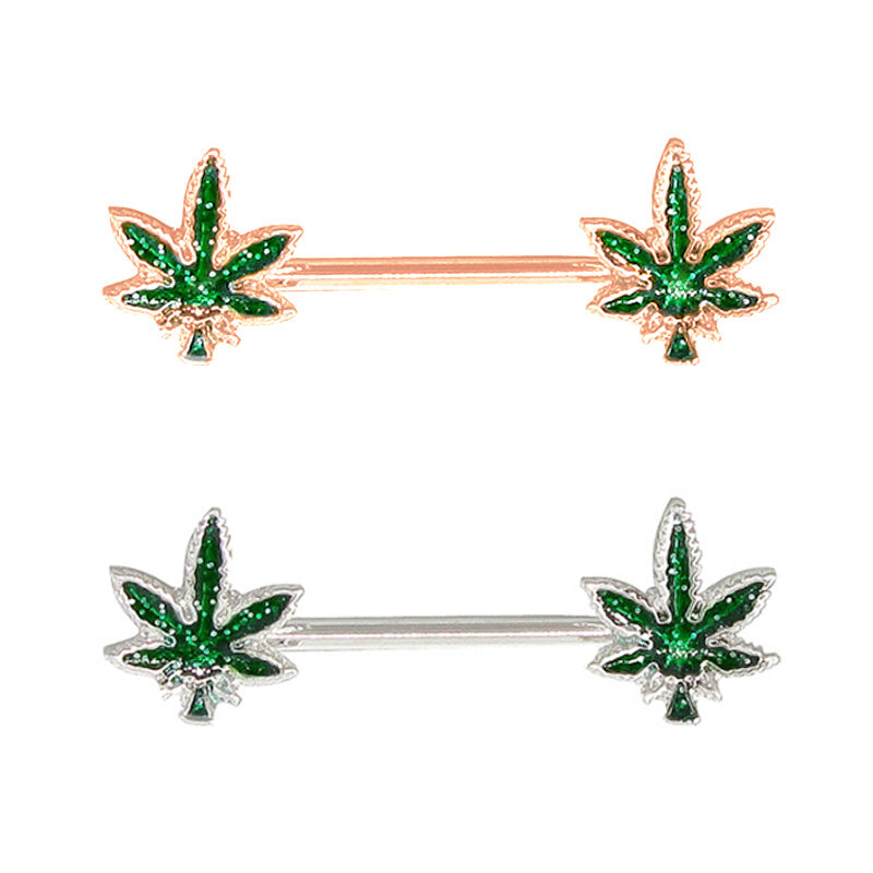 Leaf Milk Nails Leaf Drip Oil Ring Piercing Jewelry