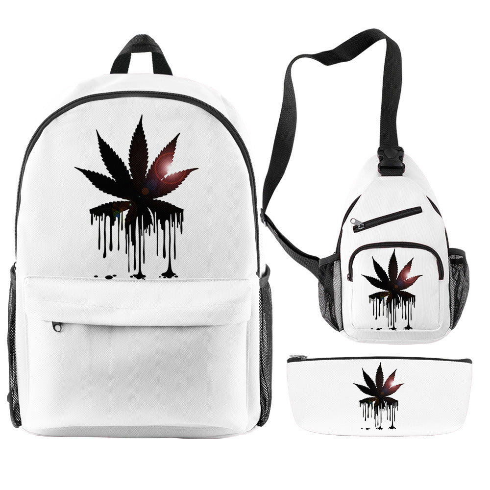 New Hemp Leaf Surrounding 3d Digital Backpack Pen Bag Shoulder