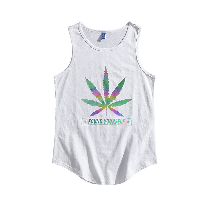 Men'S Luminous Hemp Leaf Sleeveless T-Shirt