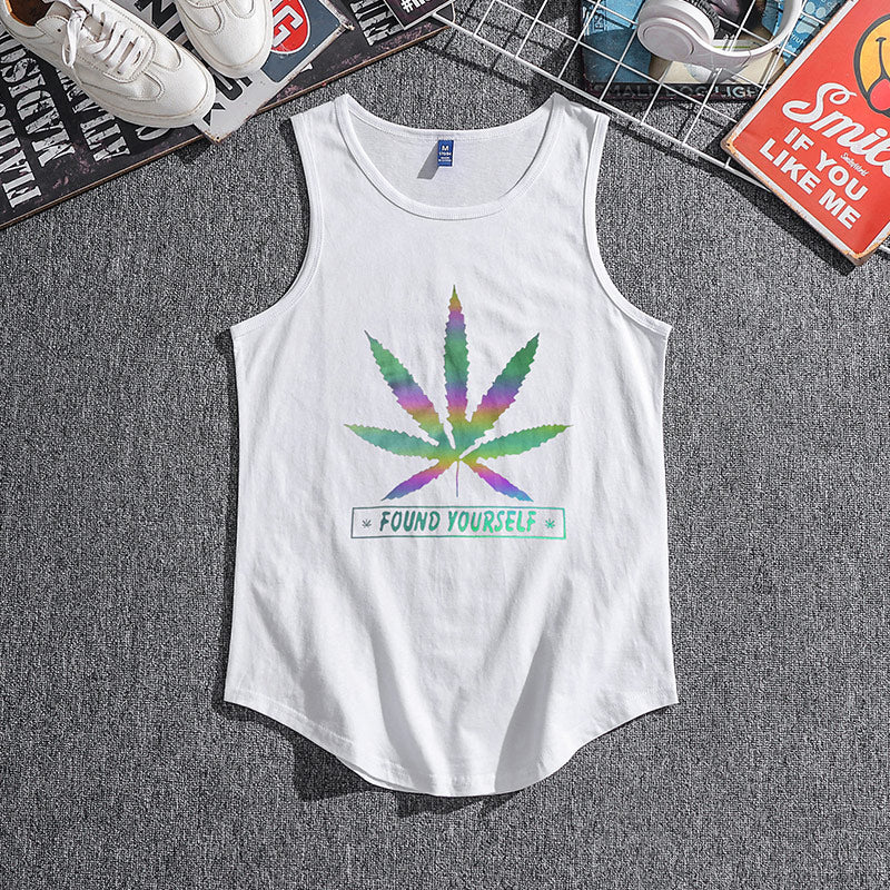 Men'S Luminous Hemp Leaf Sleeveless T-Shirt