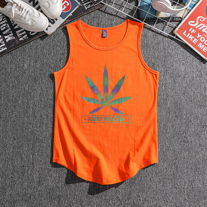 Men'S Luminous Hemp Leaf Sleeveless T-Shirt