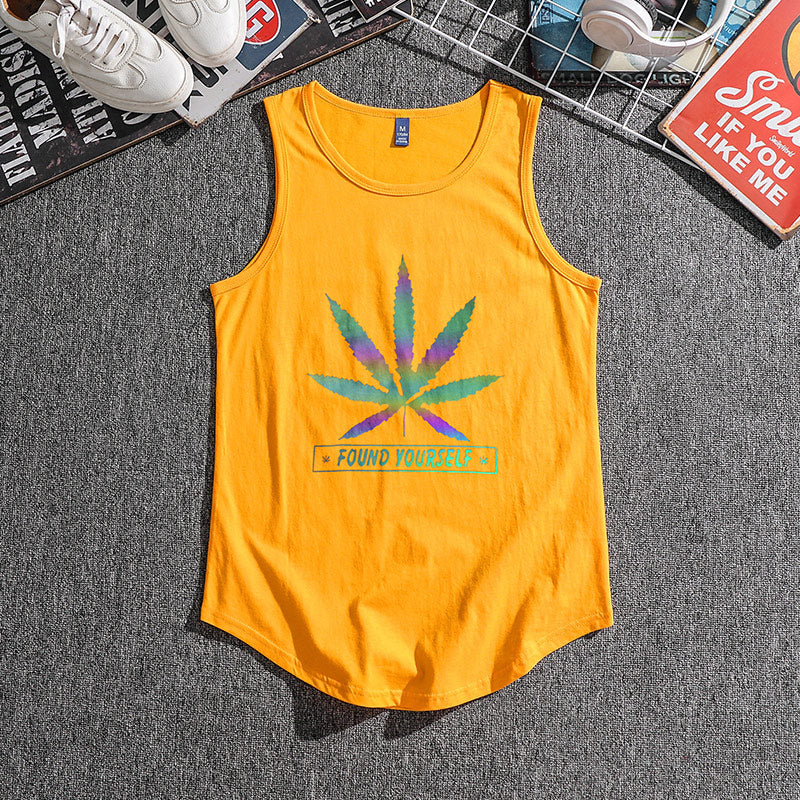 Men'S Luminous Hemp Leaf Sleeveless T-Shirt