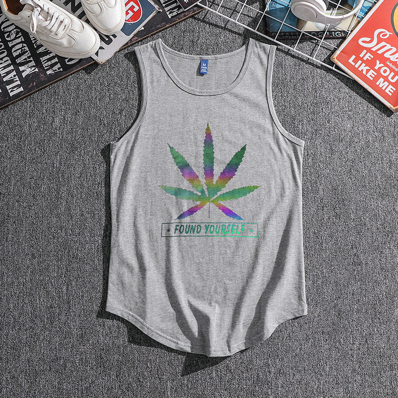 Men'S Luminous Hemp Leaf Sleeveless T-Shirt