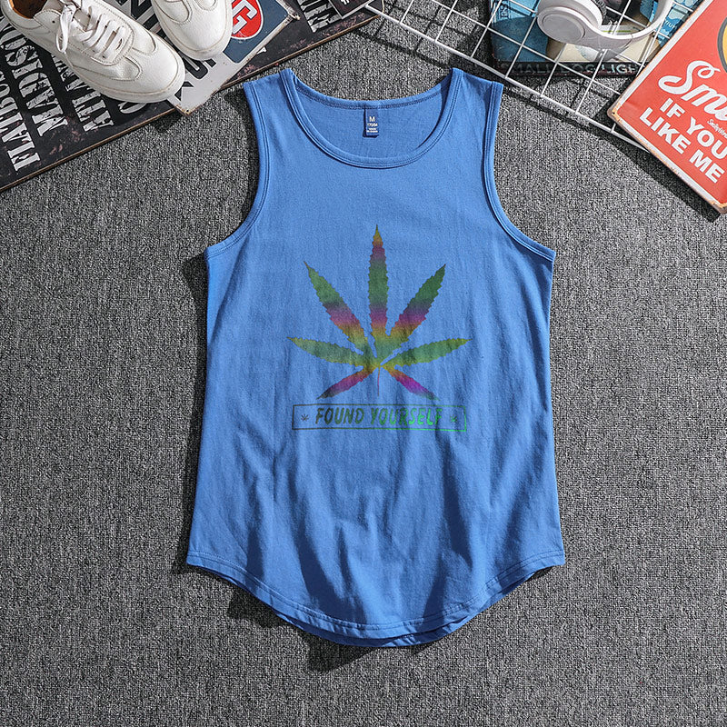 Men'S Luminous Hemp Leaf Sleeveless T-Shirt