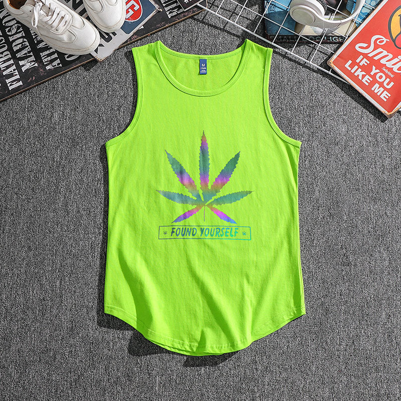 Men'S Luminous Hemp Leaf Sleeveless T-Shirt