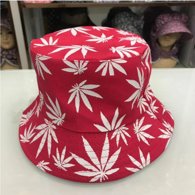 Hemp Leaf Fisherman Hat Cotton Maple Leaf Basin Hat Men And Women Fashion Fishing Hat Summer Outdoor Shade Sun Sat