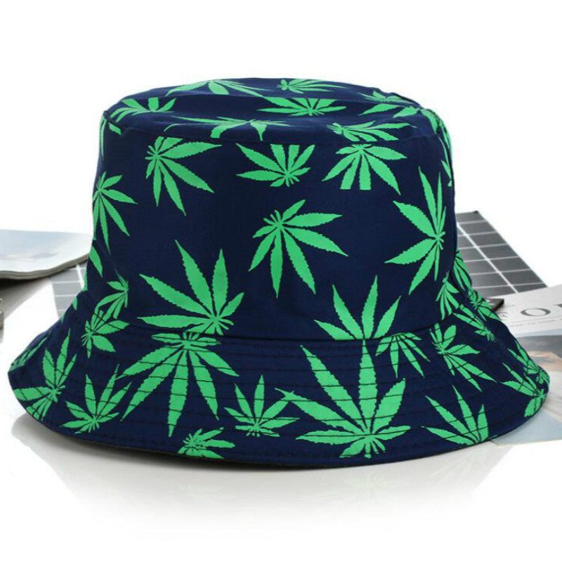 Hemp Leaf Fisherman Hat Cotton Maple Leaf Basin Hat Men And Women Fashion Fishing Hat Summer Outdoor Shade Sun Sat