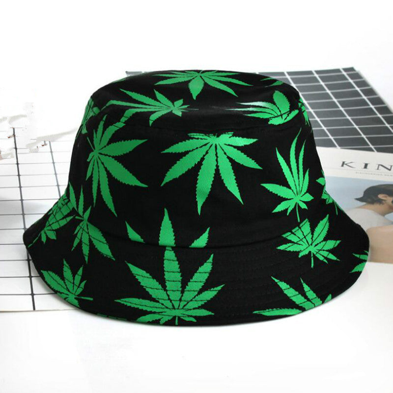 Hemp Leaf Fisherman Hat Cotton Maple Leaf Basin Hat Men And Women Fashion Fishing Hat Summer Outdoor Shade Sun Sat