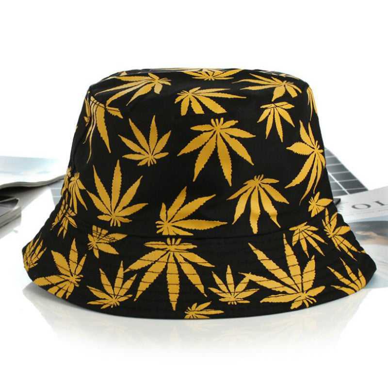 Hemp Leaf Fisherman Hat Cotton Maple Leaf Basin Hat Men And Women Fashion Fishing Hat Summer Outdoor Shade Sun Sat