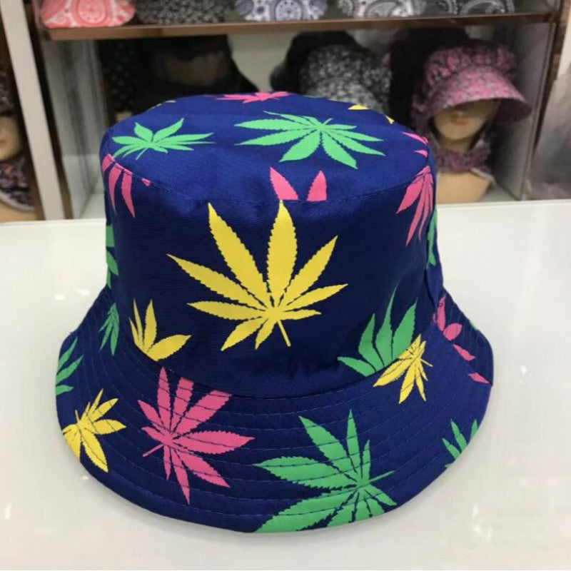 Hemp Leaf Fisherman Hat Cotton Maple Leaf Basin Hat Men And Women Fashion Fishing Hat Summer Outdoor Shade Sun Sat