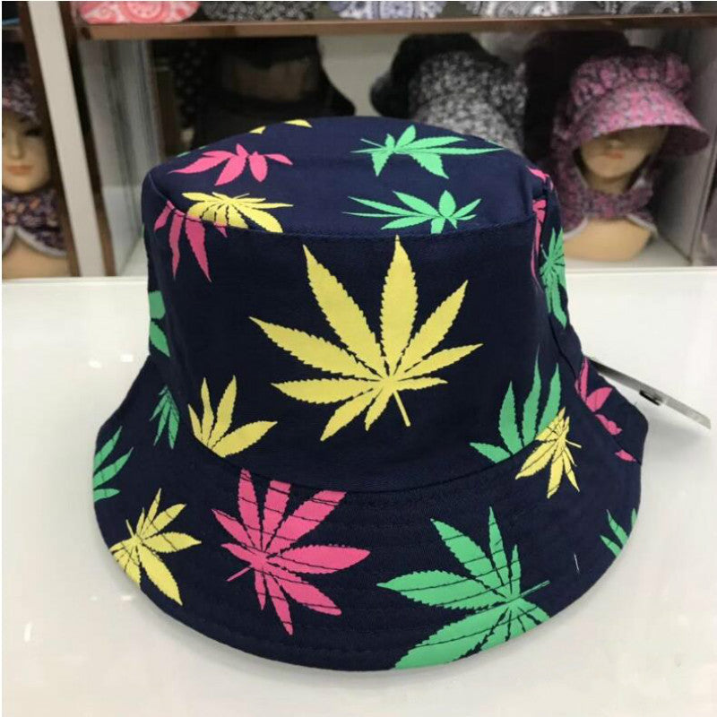 Hemp Leaf Fisherman Hat Cotton Maple Leaf Basin Hat Men And Women Fashion Fishing Hat Summer Outdoor Shade Sun Sat