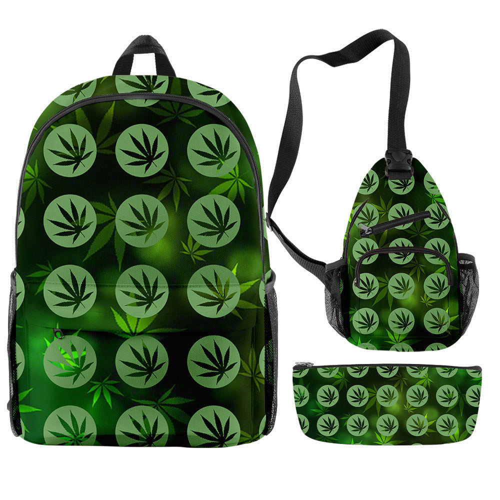 New Hemp Leaf Surrounding 3d Digital Backpack Pen Bag Shoulder