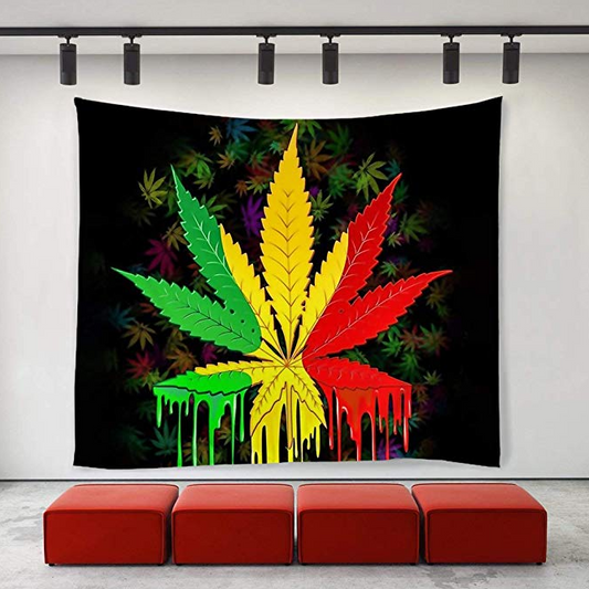 Blankigra Grass Hemp Leaf Tapestry Wall-mounted Tapestry