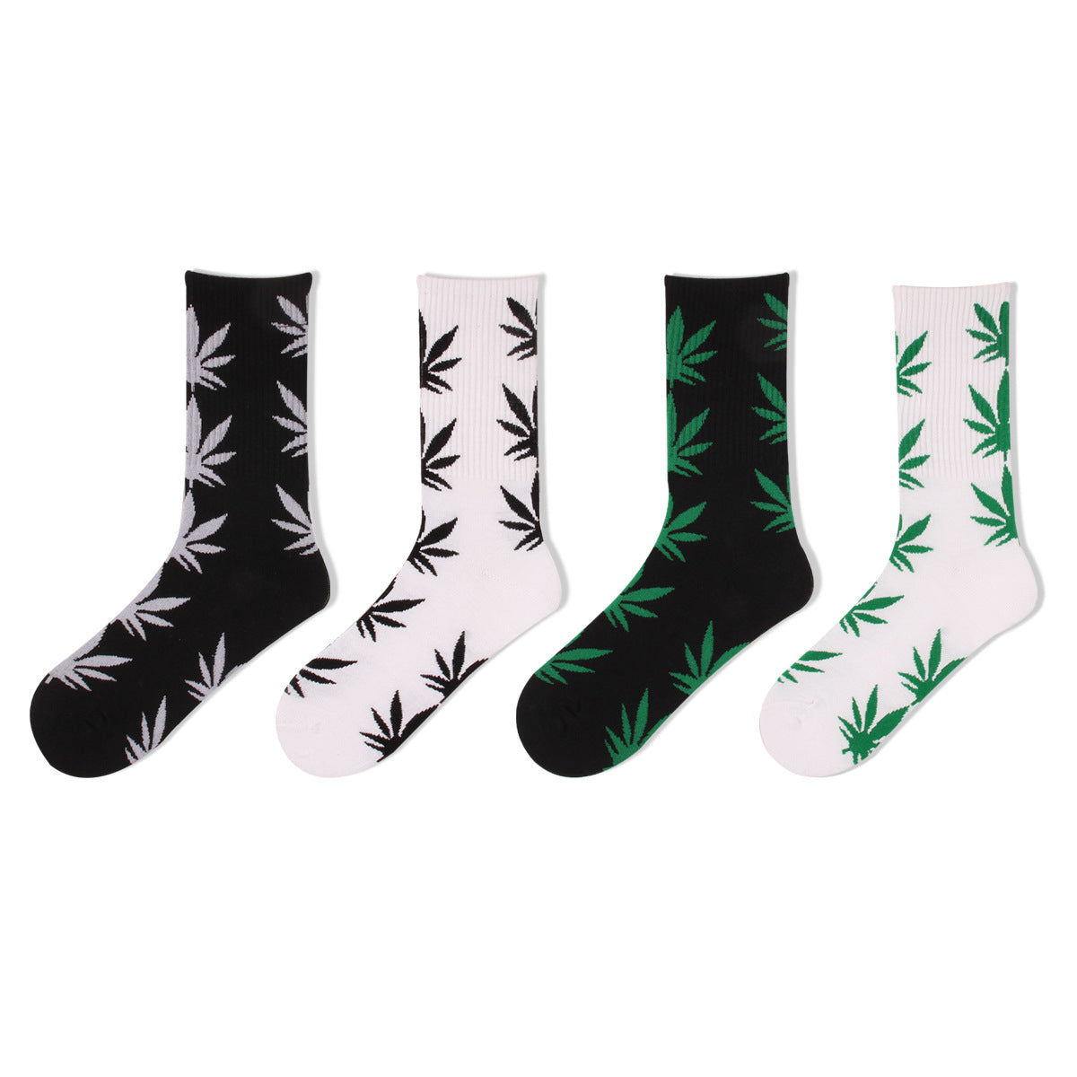 Jacquard Mid-calf Maple Leaf Women's Socks Street Trend