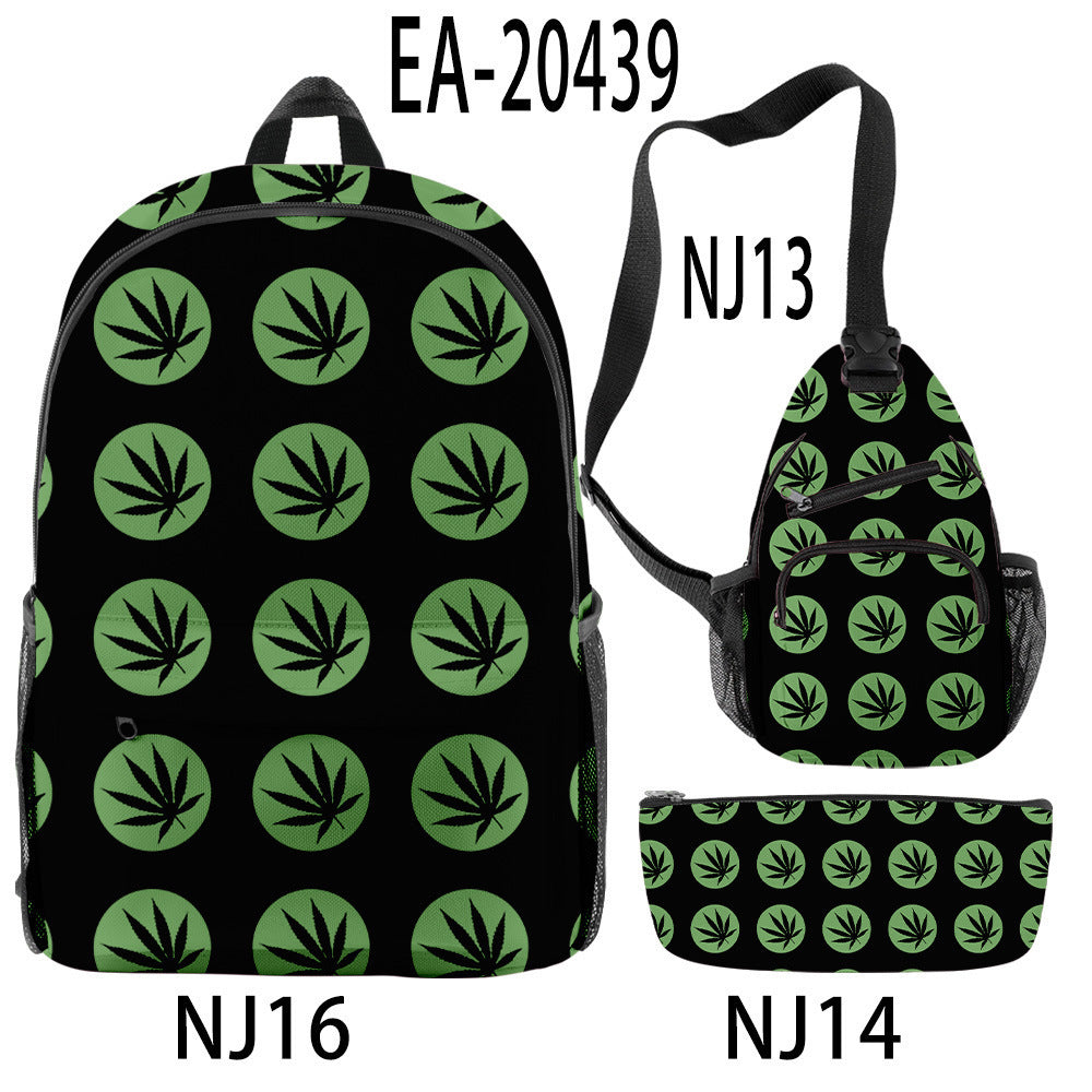 New Hemp Leaf Surrounding 3d Digital Backpack Pen Bag Shoulder