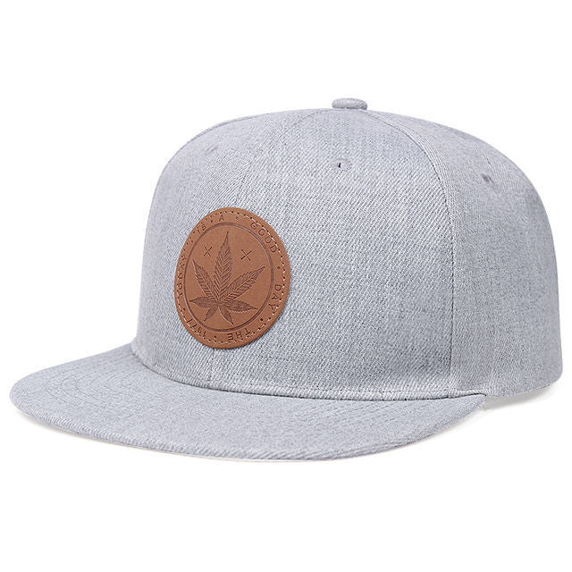 Solid Color Leather Maple Leaf Baseball Hat Men's Flat Hip Hop Outdoor Sunshade Adjustable Back Buckle Hat