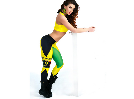 Spring and Autumn Thin Star Digital Printing Wholesale Jamaica Flag Sexy Leggings