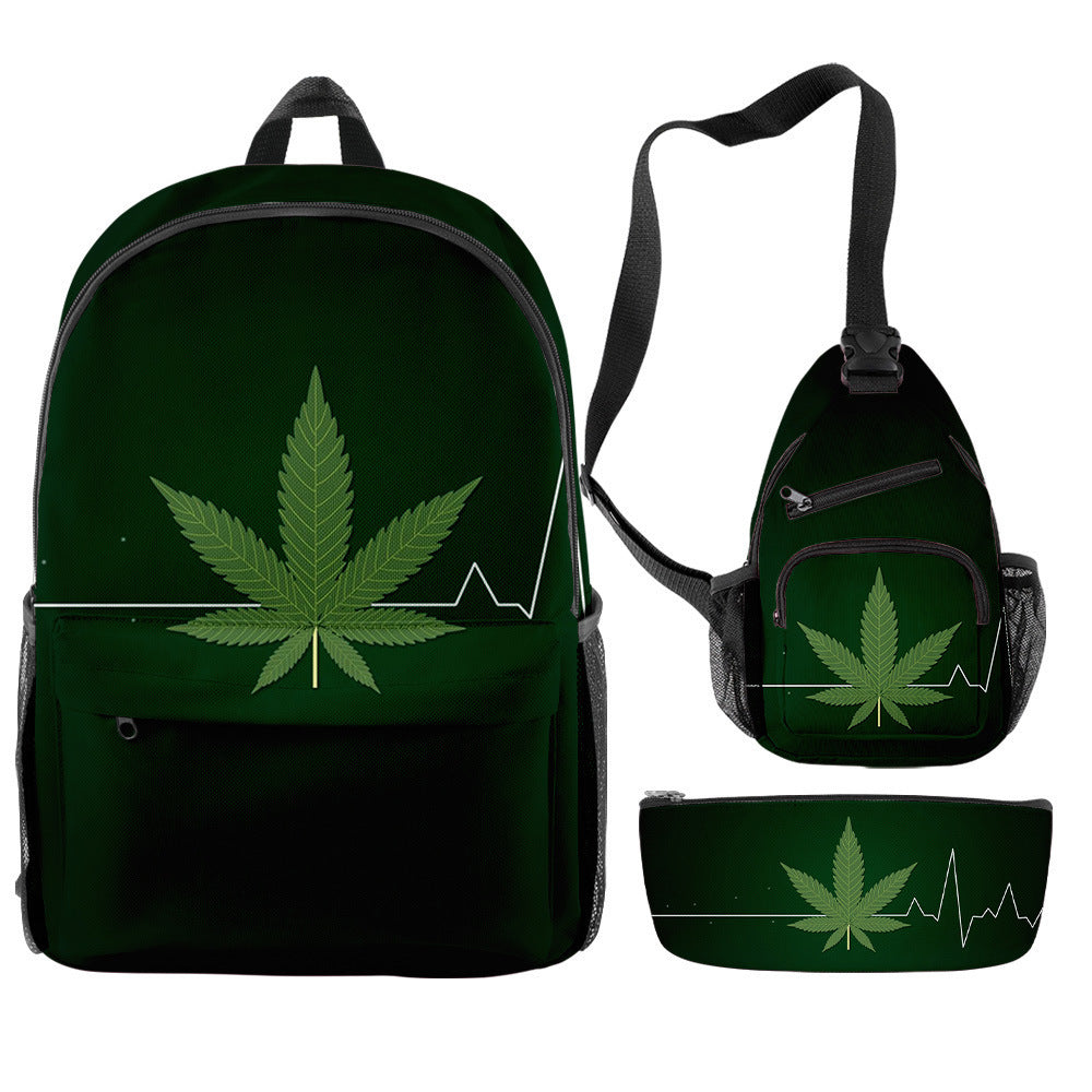 New Hemp Leaf Surrounding 3d Digital Backpack Pen Bag Shoulder