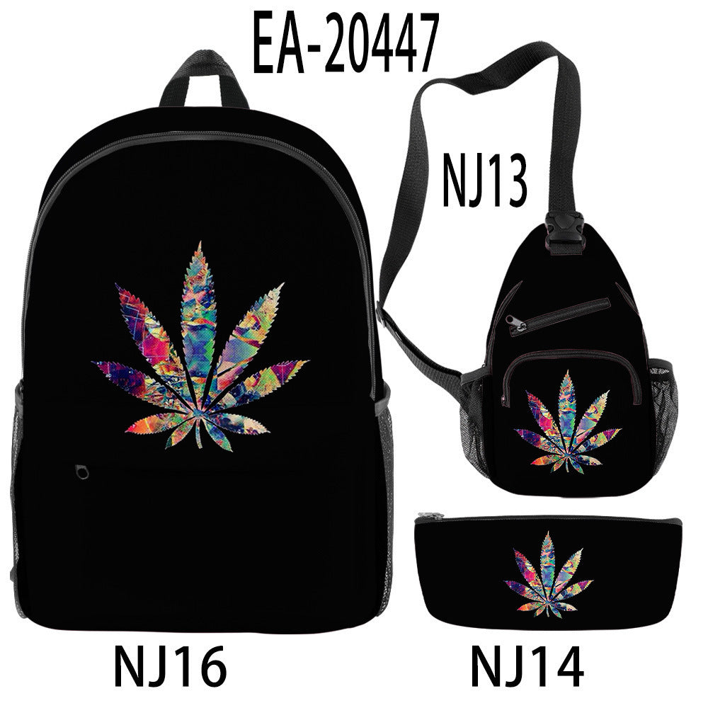 New Hemp Leaf Surrounding 3d Digital Backpack Pen Bag Shoulder