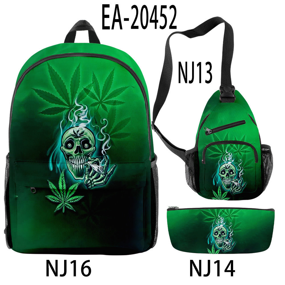 New Hemp Leaf Surrounding 3d Digital Backpack Pen Bag Shoulder