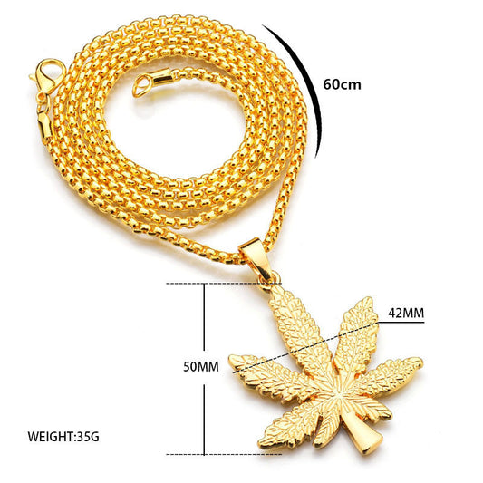 Maple Leaf Pendant Long Women's Necklace