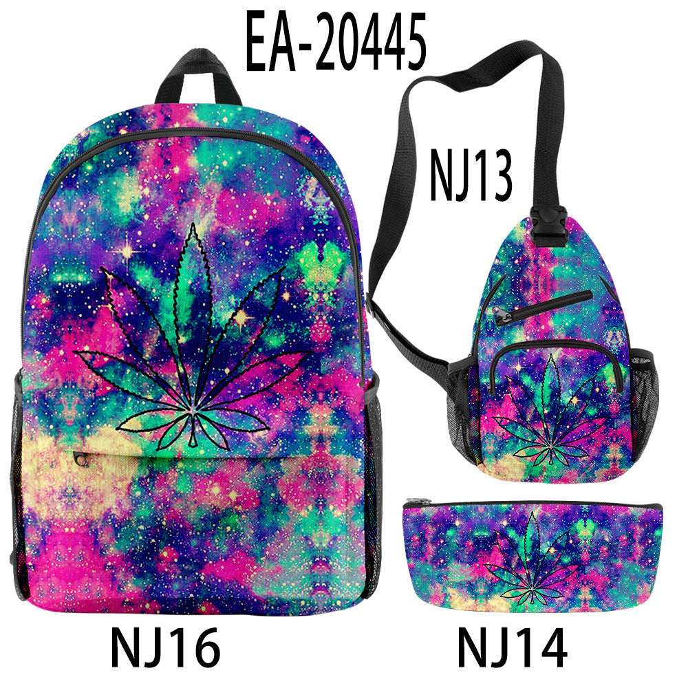 New Hemp Leaf Surrounding 3d Digital Backpack Pen Bag Shoulder