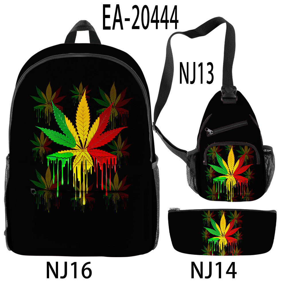 New Hemp Leaf Surrounding 3d Digital Backpack Pen Bag Shoulder