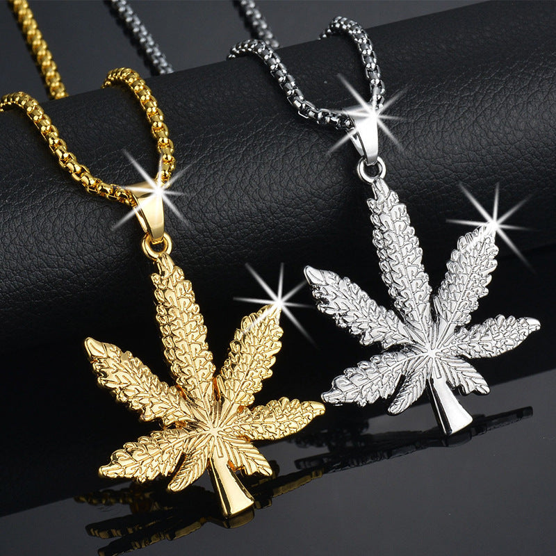 Maple Leaf Pendant Long Women's Necklace