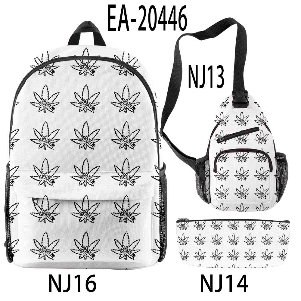 New Hemp Leaf Surrounding 3d Digital Backpack Pen Bag Shoulder