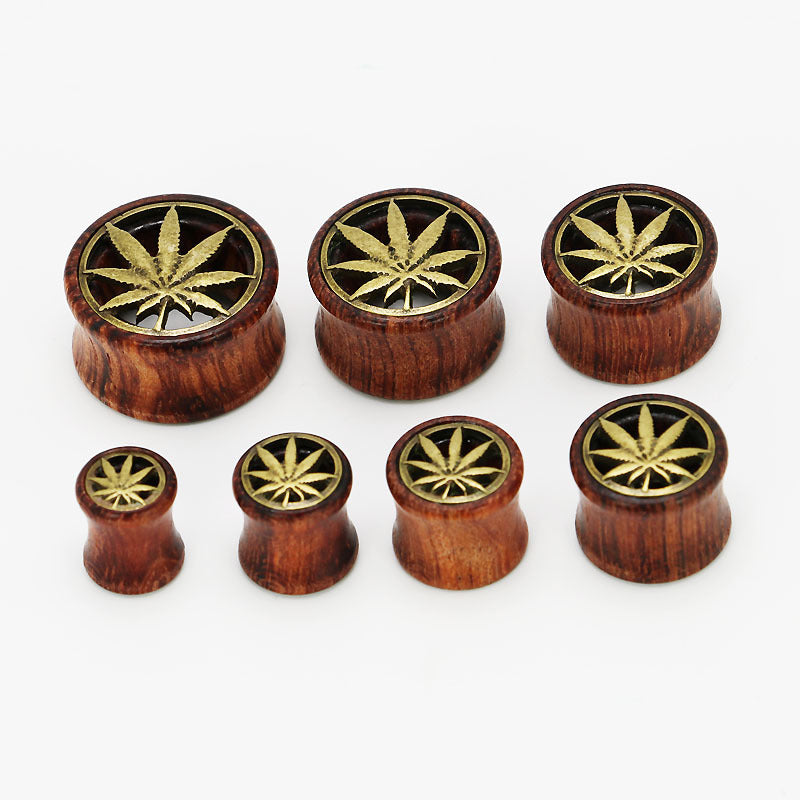 Hot Sale Hollow Wood Auricle Ear Amplifier Profile Stick Hemp Leaf Double-sided Speaker Piercing Jewelry